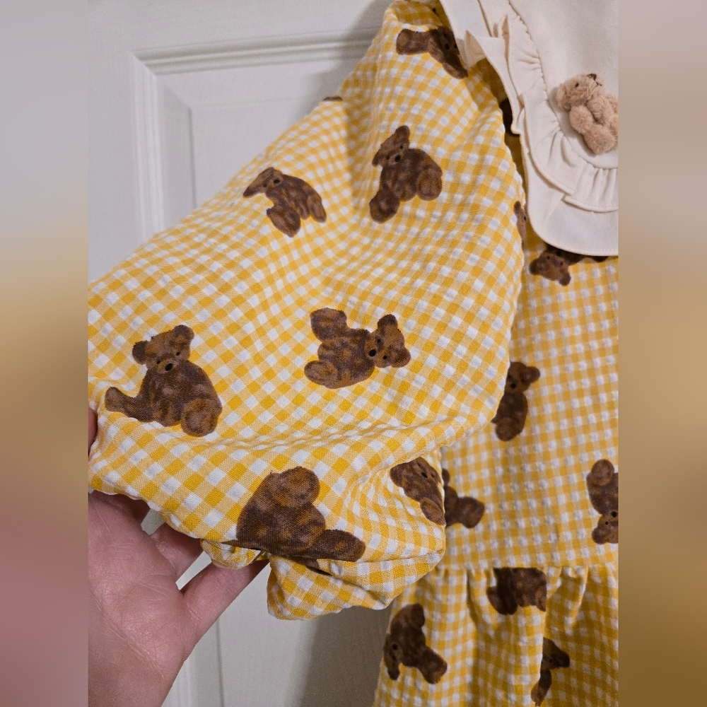 Source Unknown Yellow And Brown Gingham Dress - image 3